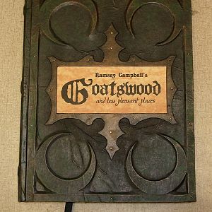 A custom hardcover made for a large format paperback Call of Cthulhu rpg supplement book called Goatswood. (sold)