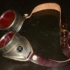 A set of prop steampunk goggles. (sold)