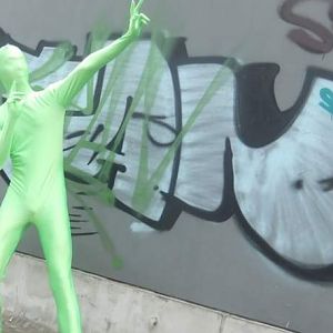 green man with cool graffiti