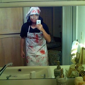 Halloween 2007 - Some demented butcher. Modified a pencil to look like a meat cleaver to write with in school, sadly no pics of it.