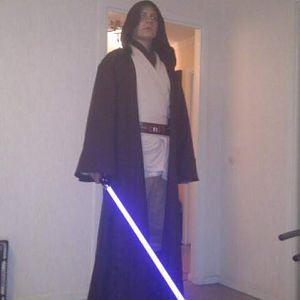 Jedi outfit (bought from thorneyboy)with my mace windu fx.