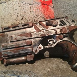 10mm pistol replica, made using a Nerf Maverick as a base.