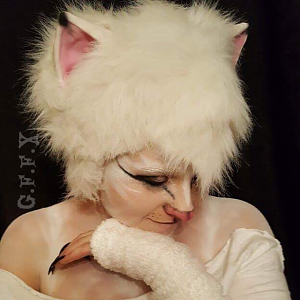 makeup inspired by the musical CATS

hand sculpted cat ear bald cap with fur hood