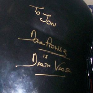 Disney Vader helmet signed by Dave Prowse