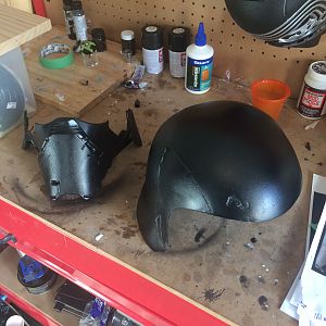Got a matt black color onto the dome area. Then applied the same texture spray to it and sanded it back until it was a little flatter. Again I used re