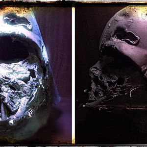 DIY Star Wars Episode VII 
(not screen accurate) melted Darth Vader helmet.