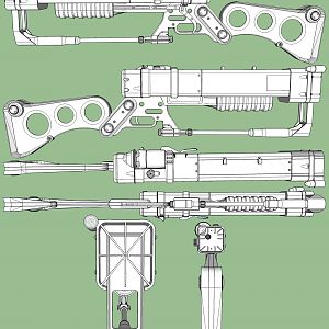 Laser Rifle from all sides. I designed it so I could eventually put leds and maybe some kind of laser to make it looks functional.