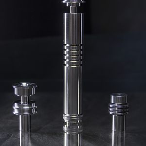 Custom thin-neck saber base and saber parts in 6061-T6511 aluminum.