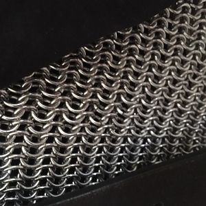 IMG 1032 14 Gauge Aluminum butted chain mail in a 1 to 4 European pattern.