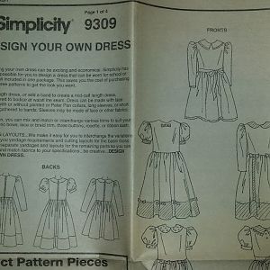 Simplicity 3909 used for the dress pattern. It was printed in the early 90's but I felt it gave the right dress shape and still maintained the early 8