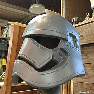 7.  After sanding for paint prep, helmet was sprayed with a grey primer.