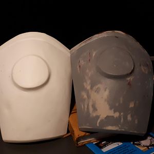 Havok Armour shoulder pad - first pull from the mould. Purposefully done at a rough stage to give first stage battle damage. 

Master is going onto