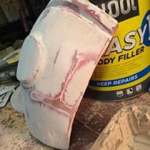 Havok Armour shoulder pad - Master going through several stages of sanding and shaping