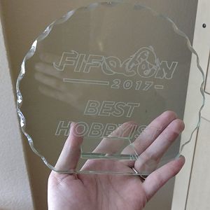 My trophy from winning best intermediate at Fifocon 2017!
