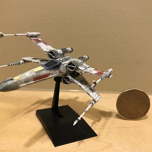 IMG 1455 Bandai X-wing with Canadian dollar ( loonie )