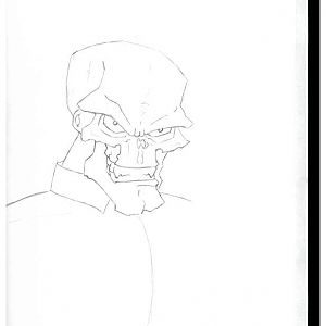 Red skull grin sketch Aug 2011