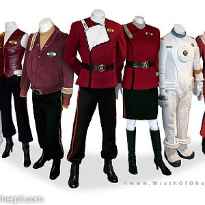 The wide range of Starfleet uniforms from the TOS movie era