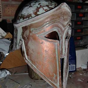 Spartan Style Helmet (inspired by 300) - Made from cardboard. Work in progress!