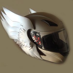 winged motorcycle helmet