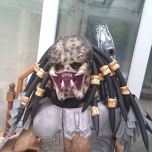 Original predator 3/4 mask - modified into a full head piece complete with dread locks