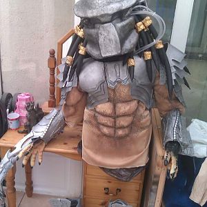 Top half of my AVP predator costume with bio, chest armour, shoulder bells and bicep armour and arm gauntlets