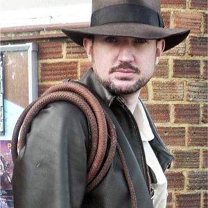 The latest pic of My Indy costume. The whip and jacket are starting to weather a bit now due to constant wear :)