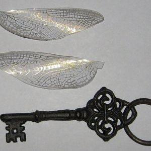 HP winged key showing the original key that I bought and the wings that I made from a clear binding cover or acetate sheet.