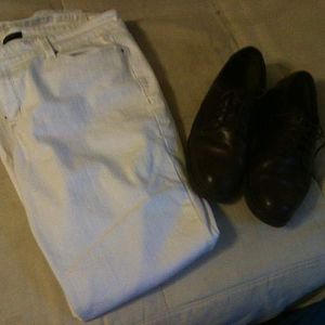 The white pants I already owned and the shoes I bought, together in matrimony.