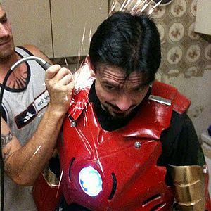 bolting Jon into Iron man costume