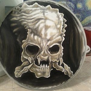 Oil painting of predator skull...