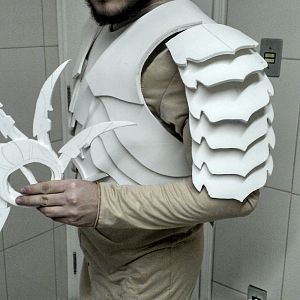 Chest armor and shuriken