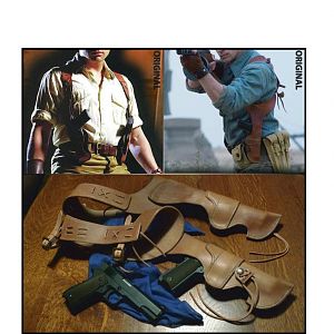 Leather double holster from "The Mummy" part 2 and 3 - comparision to on-screen design