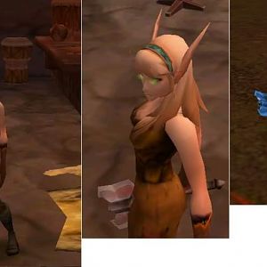 My blood elf hunter (from World of Warcraft) reference pics with her melee weapon, a two-handed axe. These screen caps were taken when she was about l