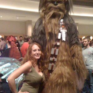 With Chewbacca at the Marriott, DragonCon 2009.