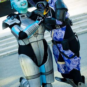 Akon 23 2012
Myself as Tali.  Friend as Liara. She did the armor, I did the head appliance.