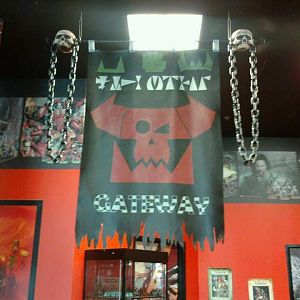 Made this Ork Banner for the Games Workshop Gateway store...The Banner Will be moved to the LA Bunker location in a few weeks