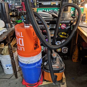 Ugly, but effective shop vac dust separator.