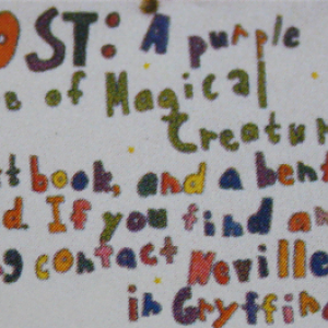 neville's lost items sign from the page to screen book!