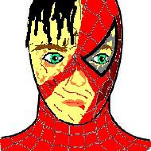 What Spidey looked like after the goblin got to him in the second to last scene in Spider-Man 1 (Sam Raimi)