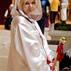 Original White Mage design from Final Fantasy. 
There is so much of this costume you can't see here. I've gotta get better pictures of it once I fina